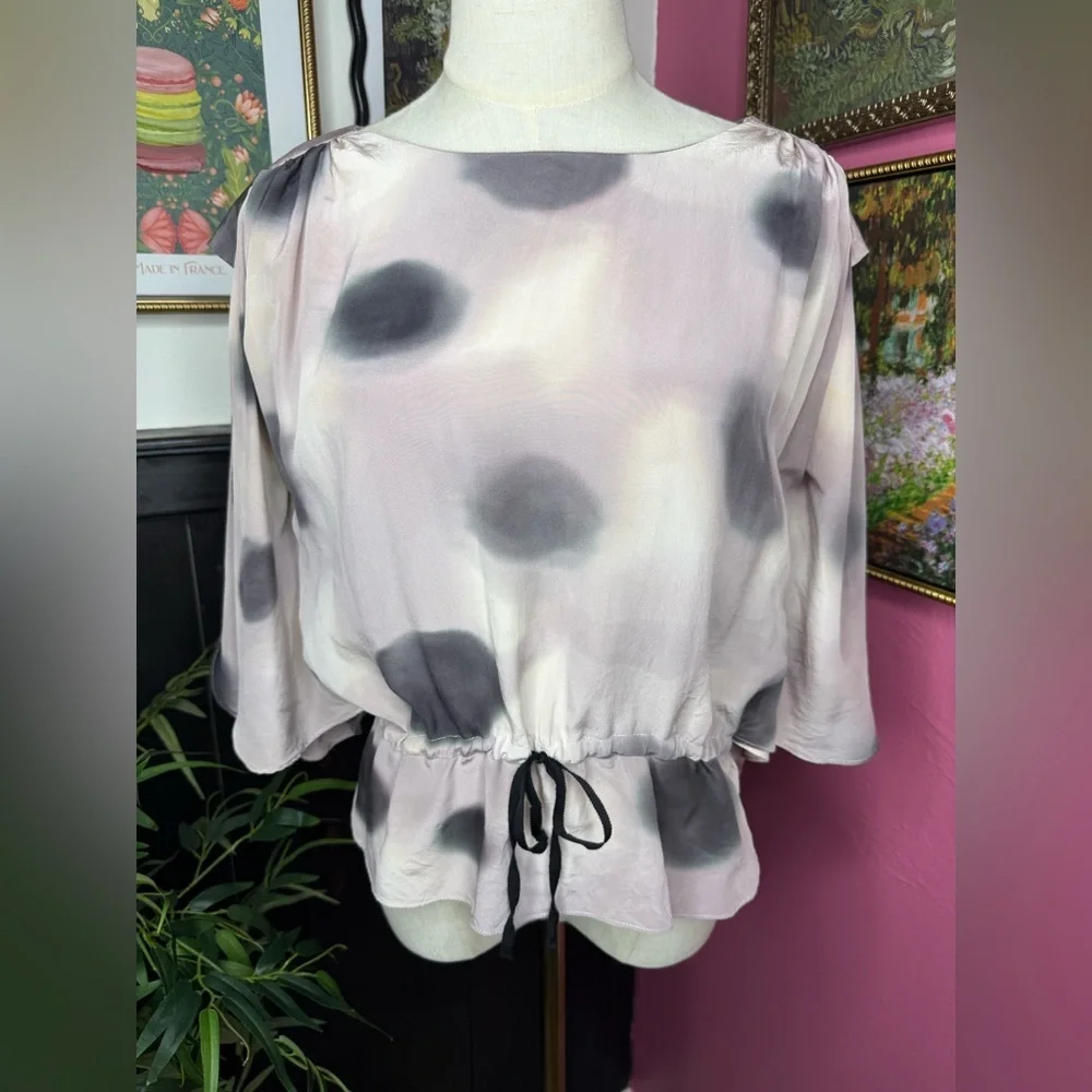 Anthropologie Under Water Blouse Silk J/J by Julie Haus Gray Sz Small